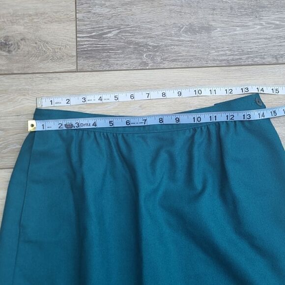 Vintage Pendleton wool skirt size 4 midi Dark teal, pockets! - Picture 5 of 10